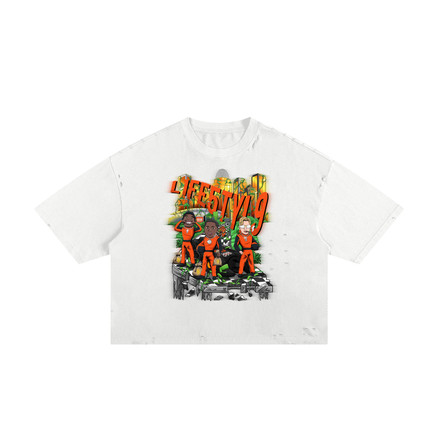 “L1FE5TYL9” Classic Frayed Boxy Tee