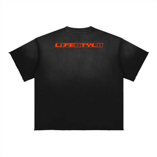 “L1FE5TYL9” Sun Fade Raw Edge Tee