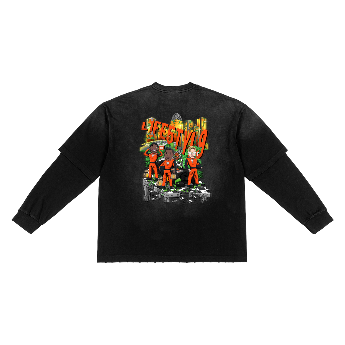 5’s Sunfade Hand-Frayed Faux Two-Piece Tee