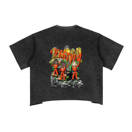 9’s Raw Edge Snow Washed Boxy Tee