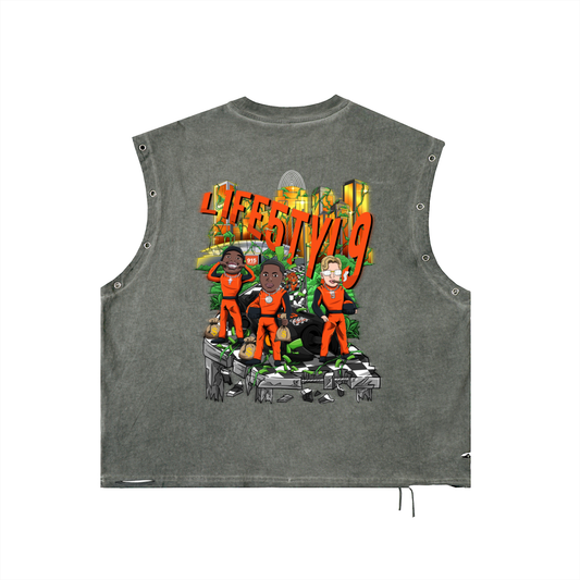 “L1FE5TYL9” Distressed Eyelet Tank Top