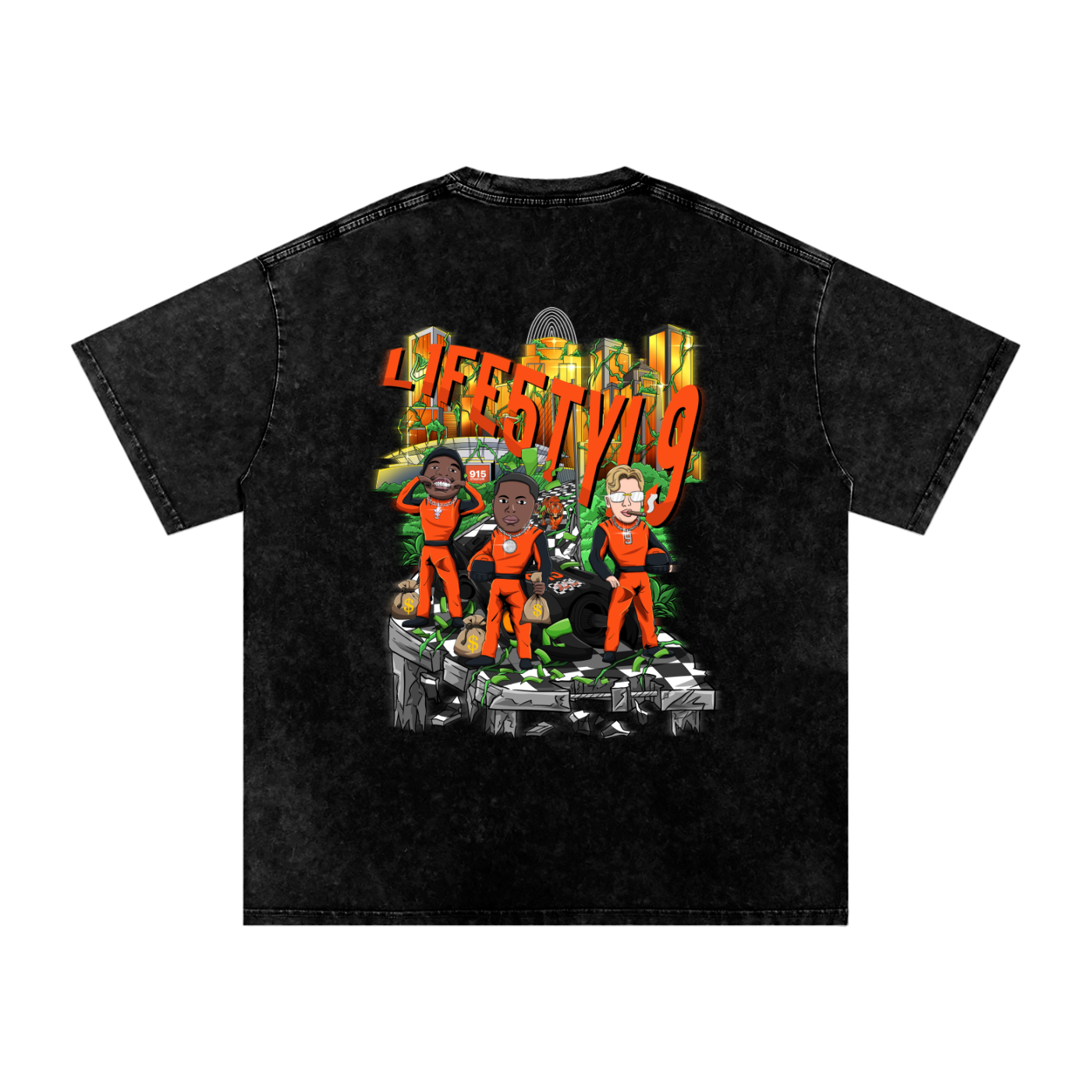 9’s Acid Wash Oversize Tee