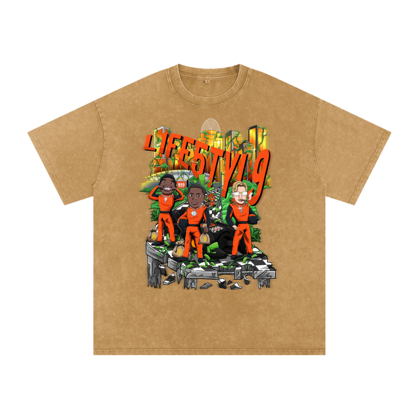 “L1FE5TYL9” Acid Wash Oversize Tee