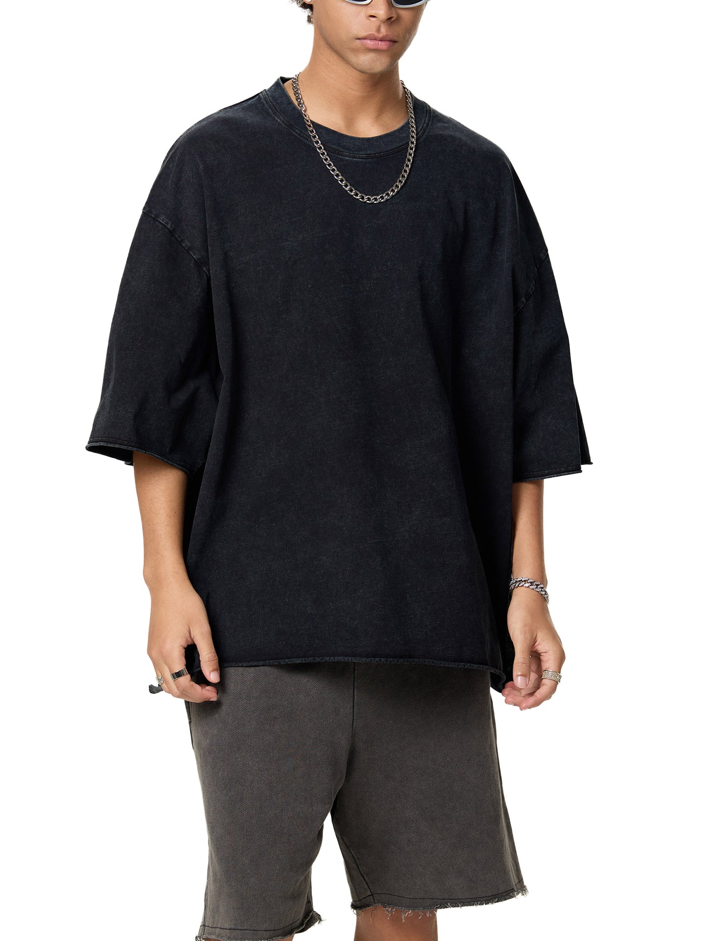 9’s Raw Edge Snow Washed Boxy Tee