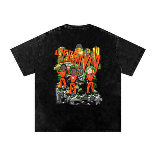 5's Acid Wash Oversize Tee