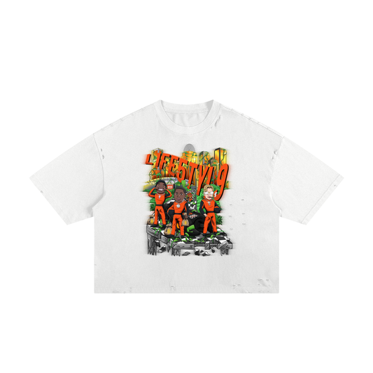“L1FE5TYL9” Classic Frayed Boxy Tee