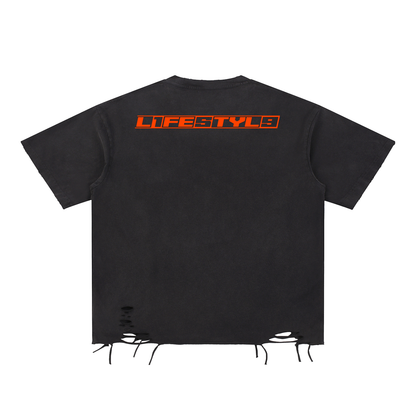 Snow Washed Raw-Hem T-Shirt