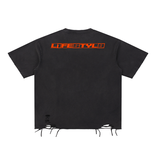 Snow Washed Raw-Hem T-Shirt