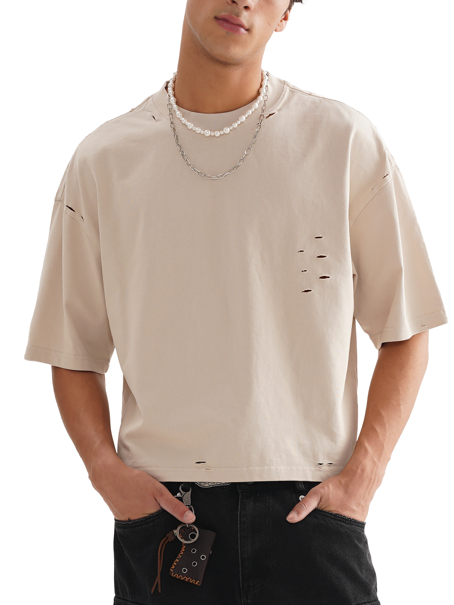 “L1FE5TYL9” Classic Frayed Boxy Tee